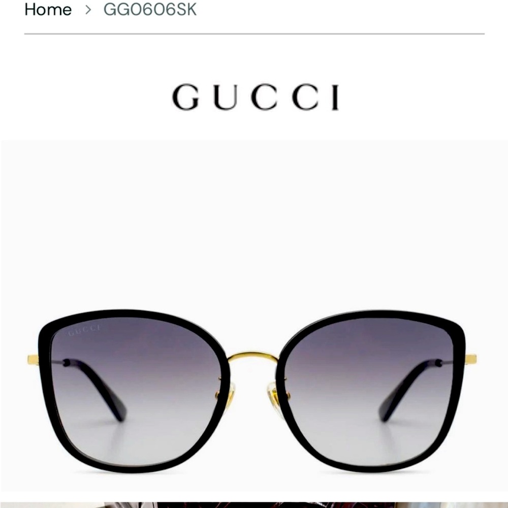 Gucci Black and Gold Sunglasses butterfly aviators  new